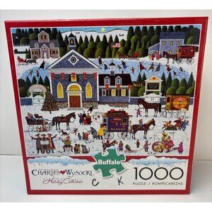 Charles Wysocki Churchyard Christmas 1000-Piece Puzzle Holiday Fun Buffalo Games